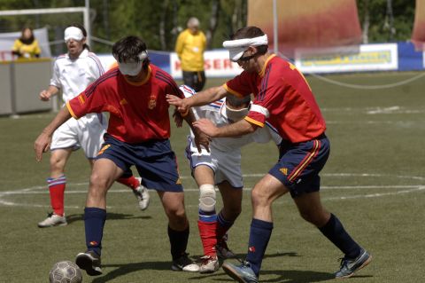 國際盲人足球比賽狀況。